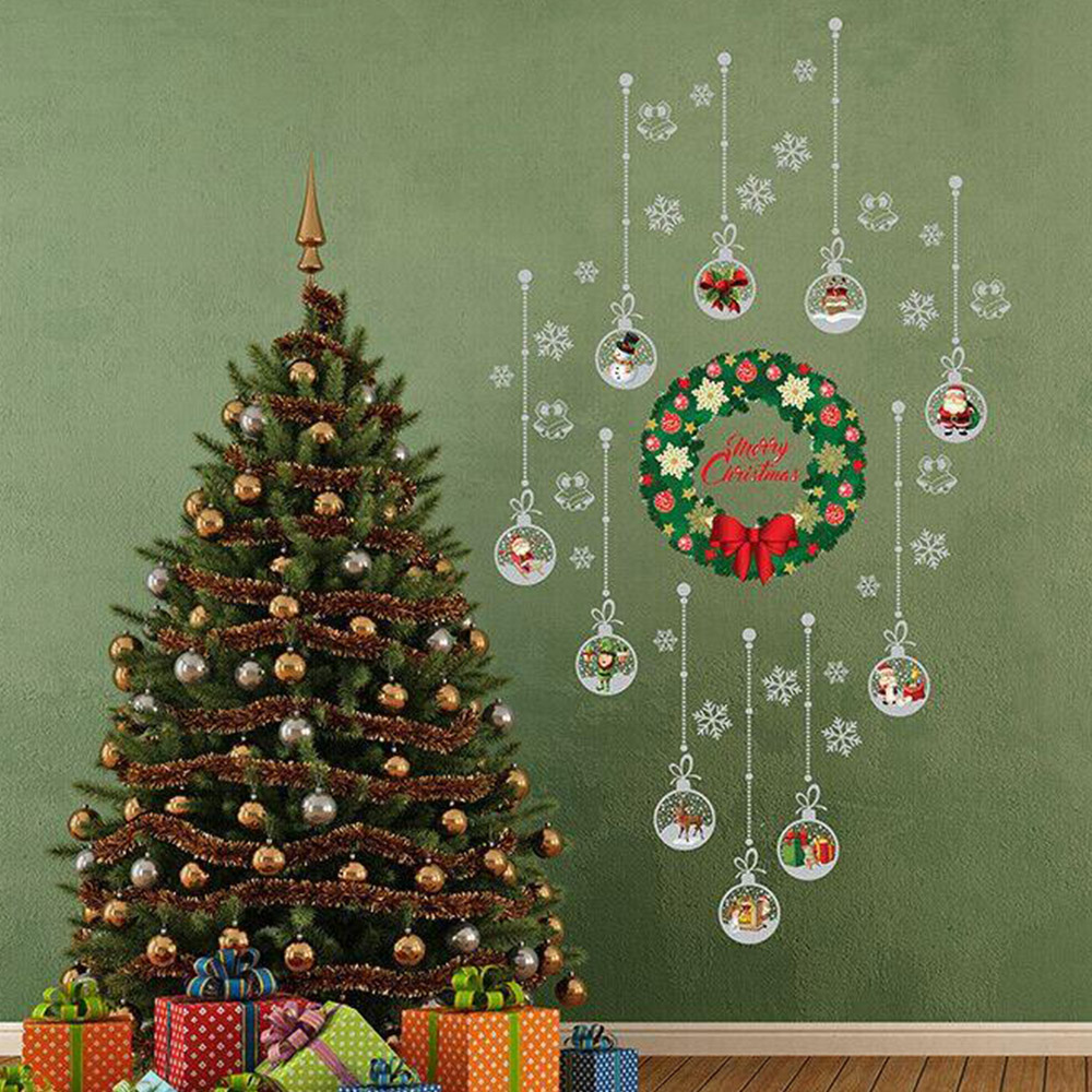 Walplus Shining Silver Christmas Wreath Garland Self Adhesive Wall Sticker Image 3