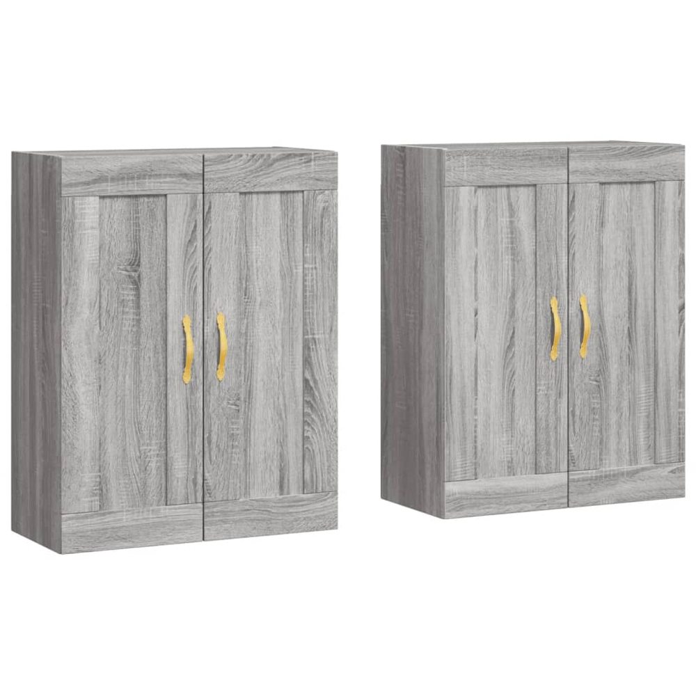 vidaXL 2 Door Grey Sonoma Wall Mounted Storage Cabinet 2 Pack Image 2