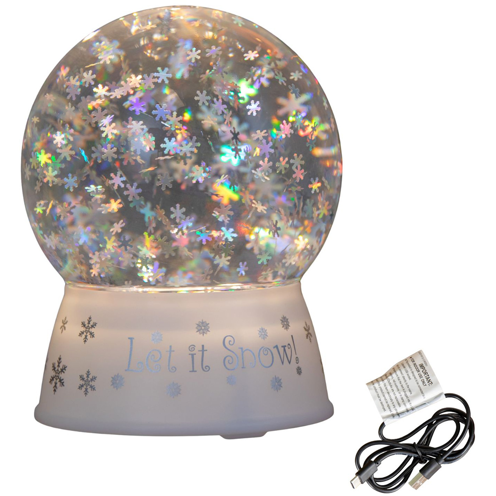 Samuel Alexander Warm White LED White Christmas Snowflake Water Spinner Globe 15cm Image 3