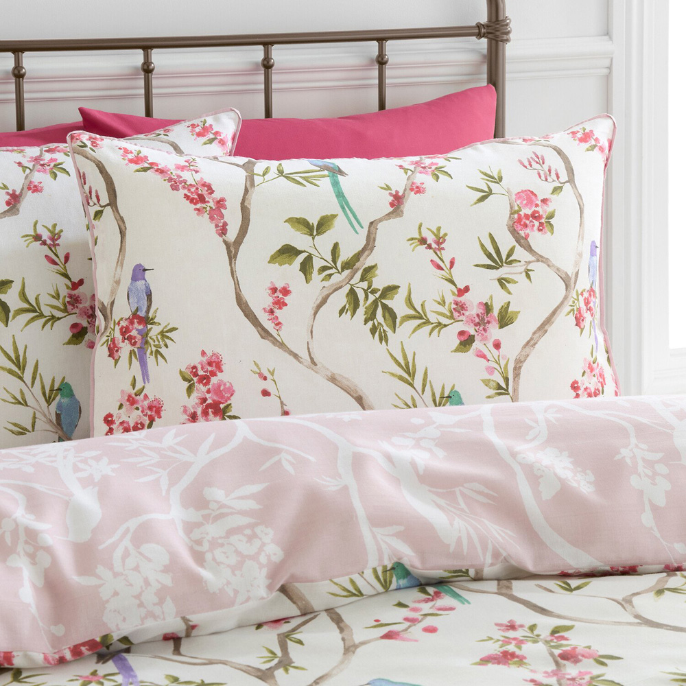 Cherry Blossom Birds Duvet Set Pink Superking Image 6