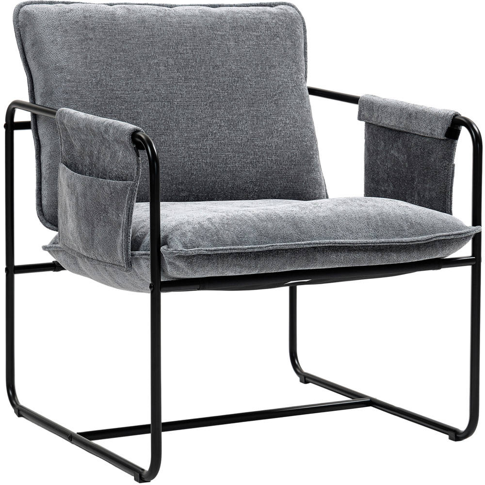 Portland Grey Upholstered Reading Chair with Side Pockets Image 2