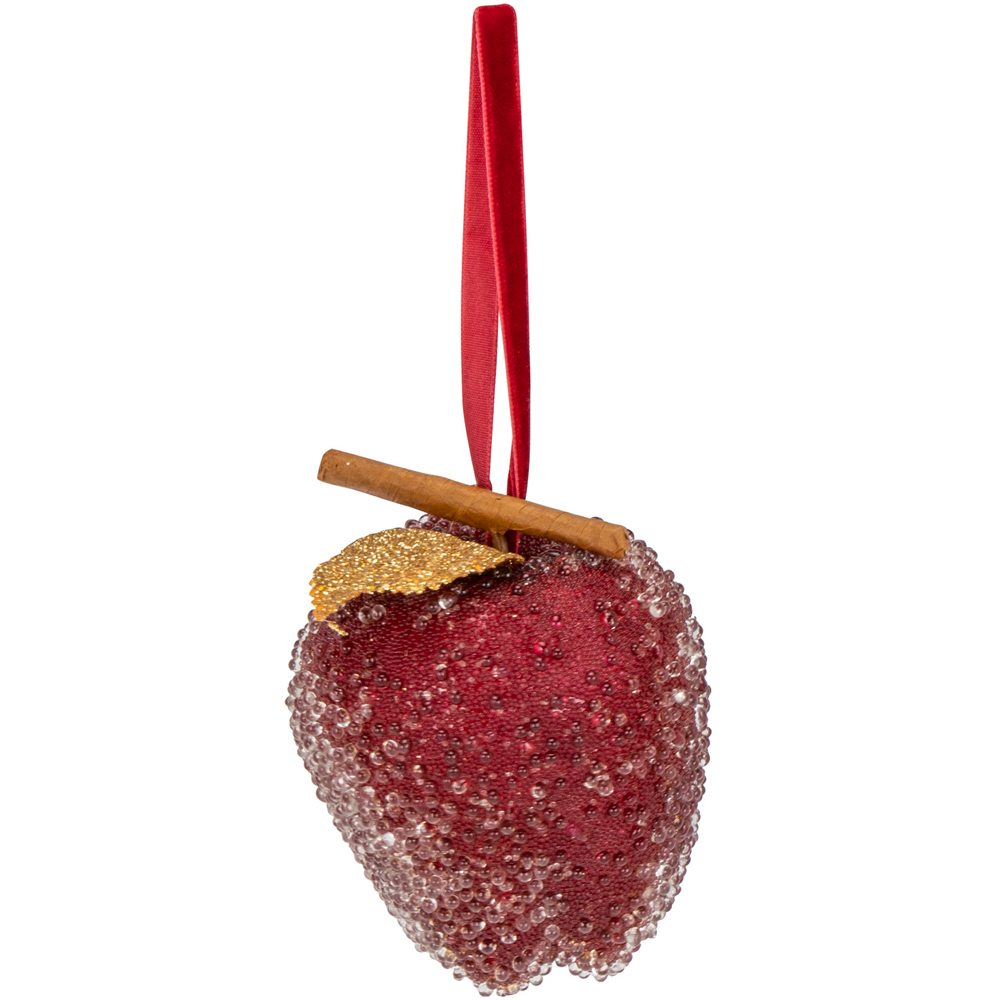 Red Hanging Frosted Apple Single Ornament Image 1