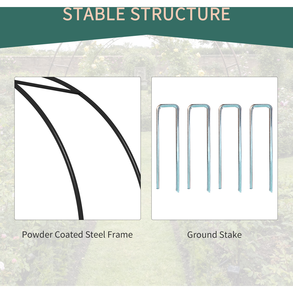 Outsunny 7.4 x 4.1 x 1.2ft Black Metal Garden Arch Arbor with Double Gate Image 4