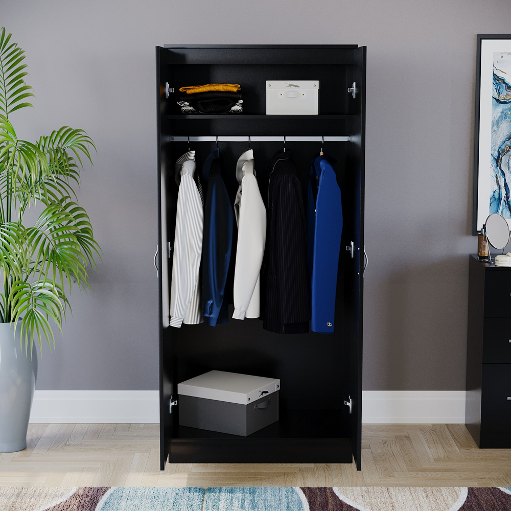Vida Designs Riano 2 Door Black Wardrobe Image 5