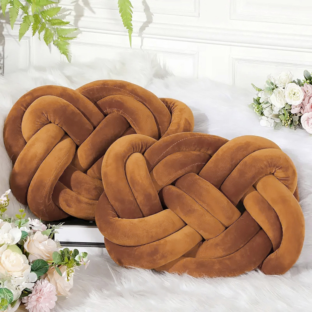 Living and Home Coffee Brown Knotted Sofa Cushion 35 x 45cm 2 Pack Image 2