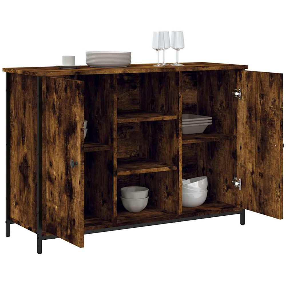vidaXL 2 Door 3 Shelf Brown Oak Smoked Oak Sideboard Image 4