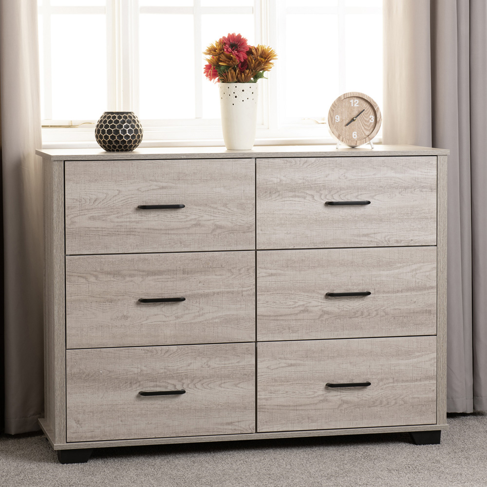Seconique Oliver 6 Drawer Light Oak Effect Chest of Drawers Image 8