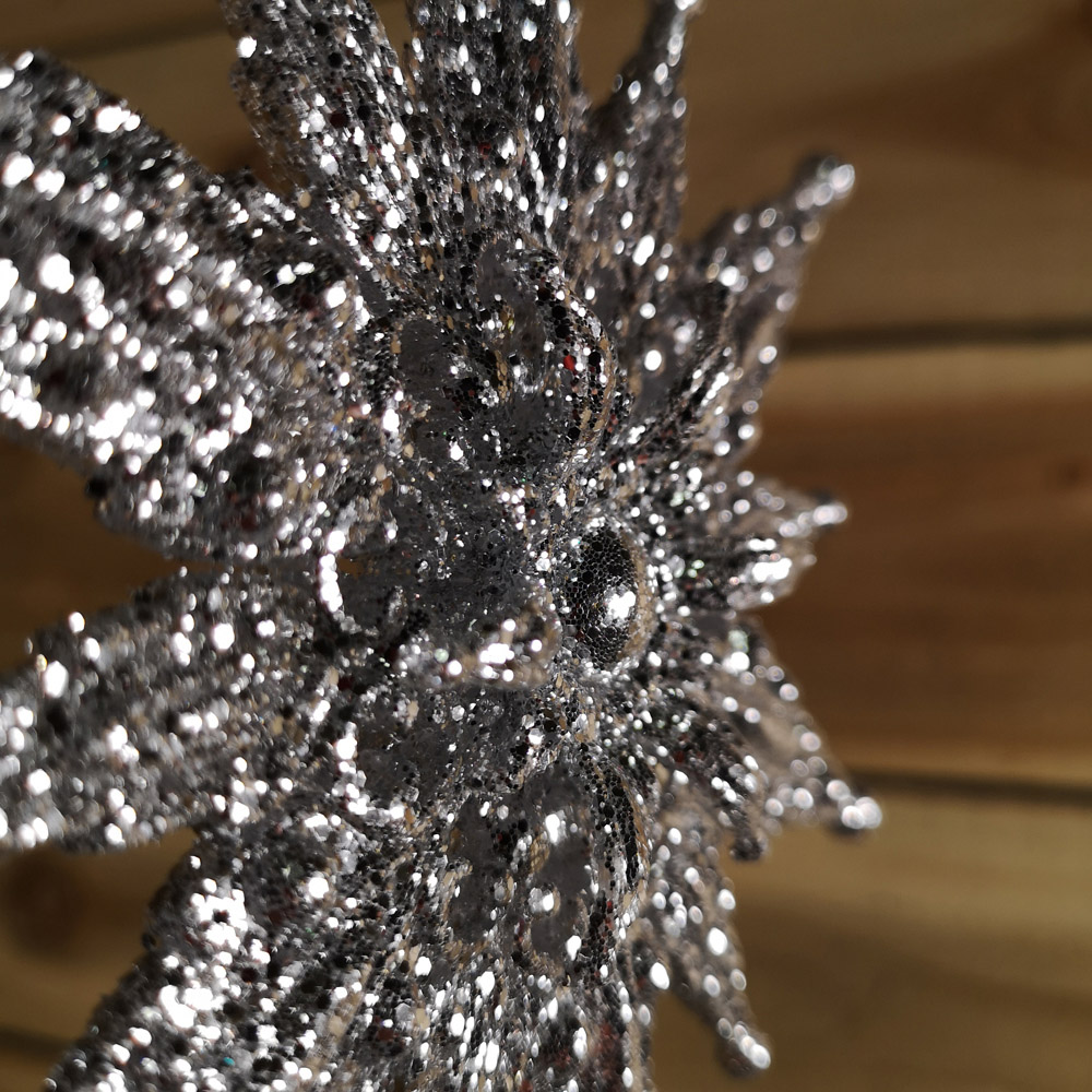 Samuel Alexander Silver Glitter Star Christmas Tree Topper 24cm Image 3