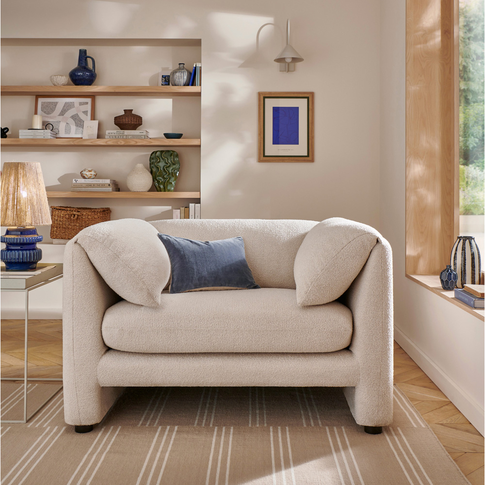 Harlow Cream Boucle Fabric Armchair Image 4