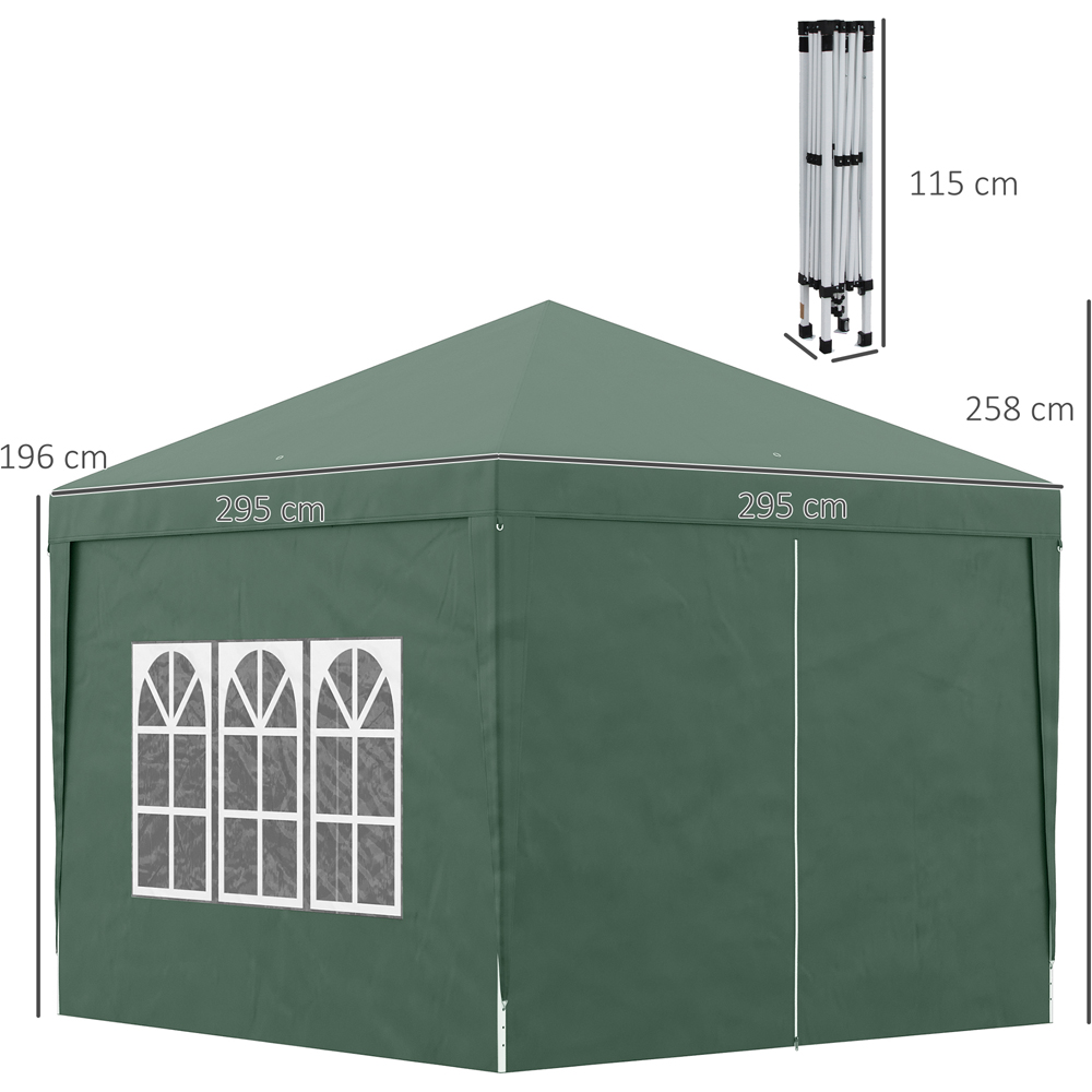 Outsunny 3 x 3m Green Party Canopy Tent with Carry Bag Image 7