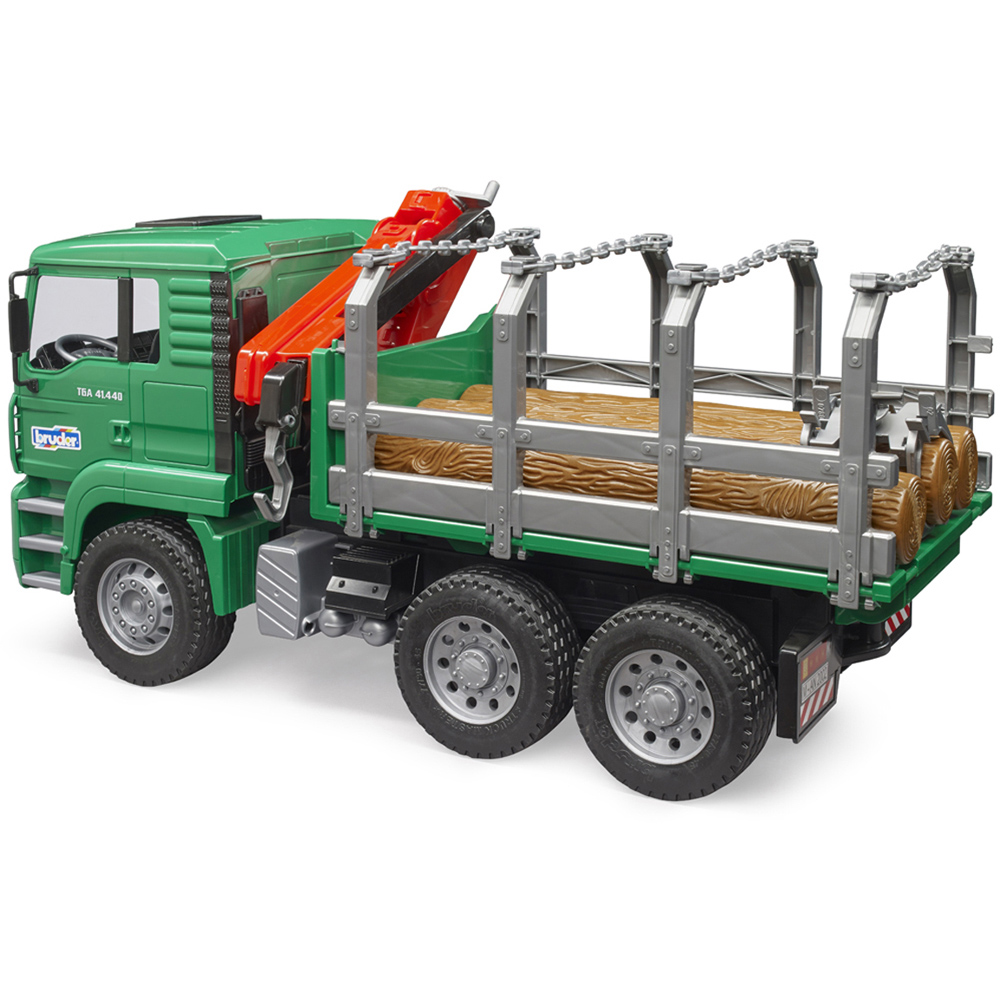 Bruder Kids MAN TGA Timber Truck with Loading Crane and 3 Trunks Playset Model Image 6