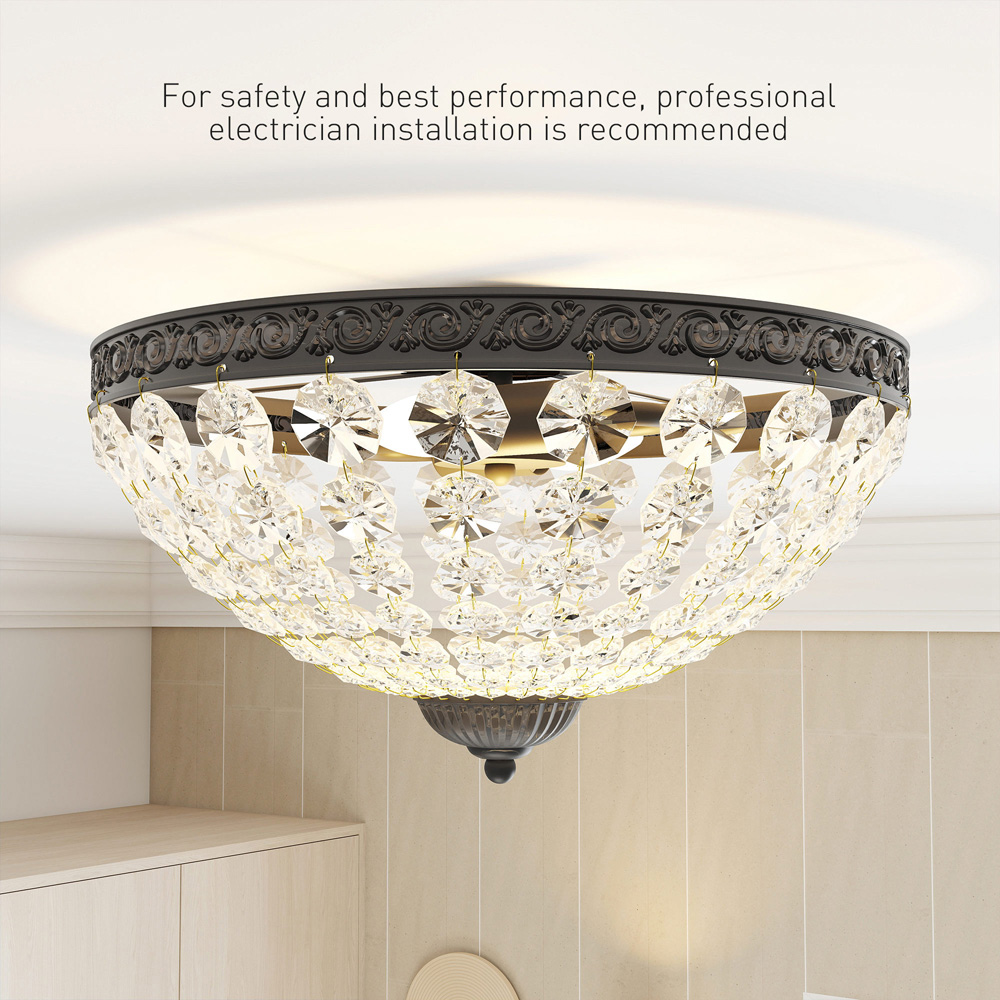 HOMCOM Black Chandelier Crystal Ceiling Light Image 6