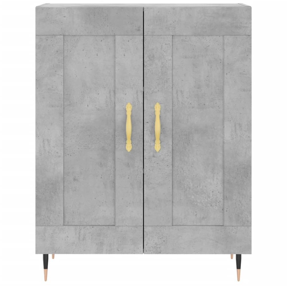 vidaXL 4 Door Concrete Grey Highboard with Gold Handle Image 7