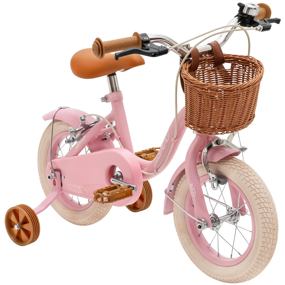 Huffy Vintage 12 inch Pink Kids Bike with Basket and Stabilisers Image 4