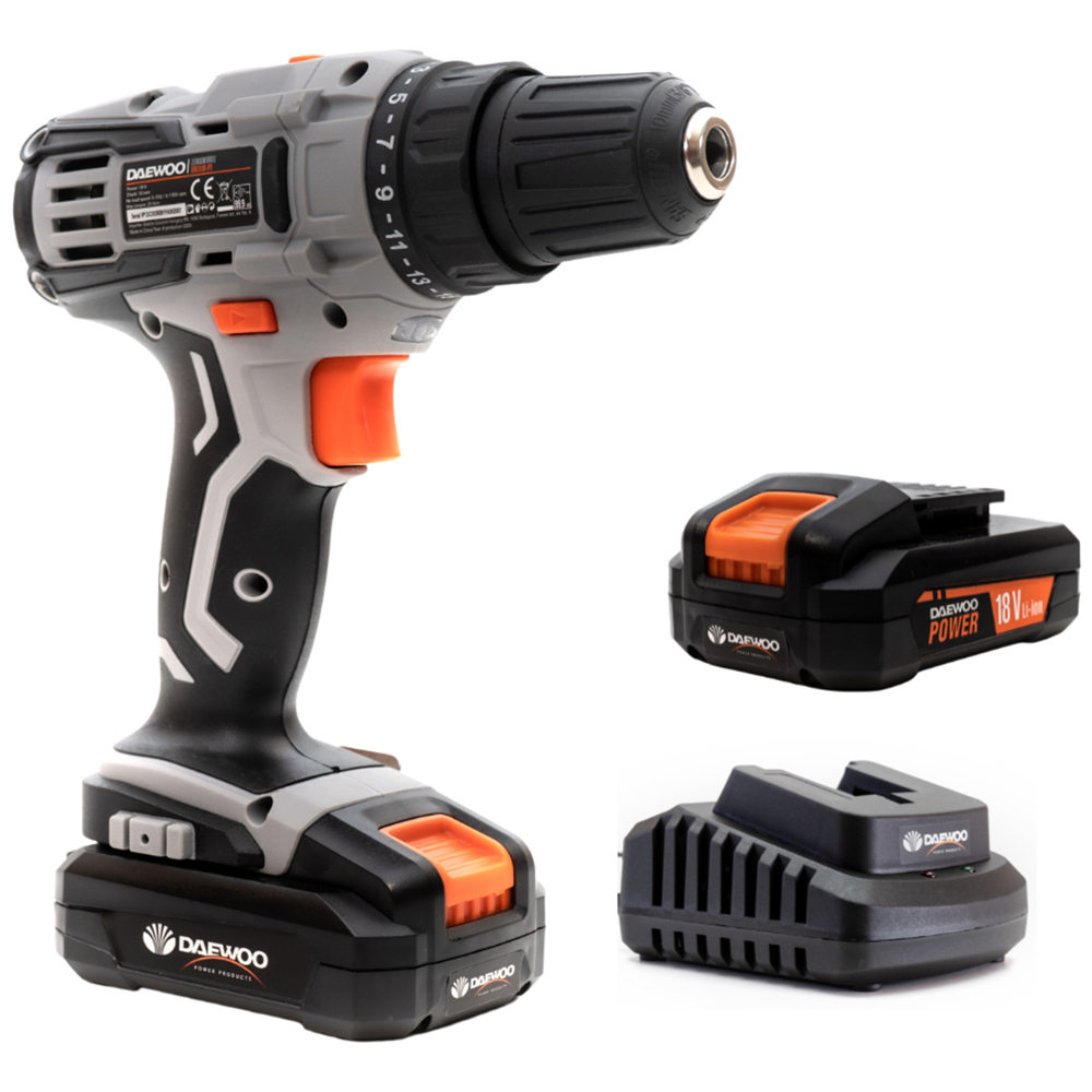 Daewoo U-Force 18V 2Ah Lithium-Ion Drill Driver with Battery Charger Image 1