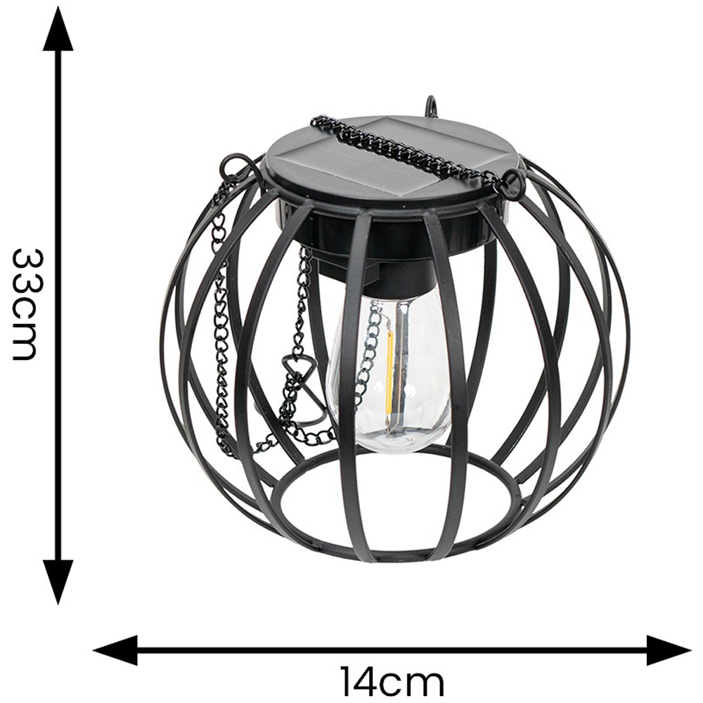 ValueLights Black Metal Ball Solar Powered Outdoor Garden Lantern Light 2 Pack Image 3