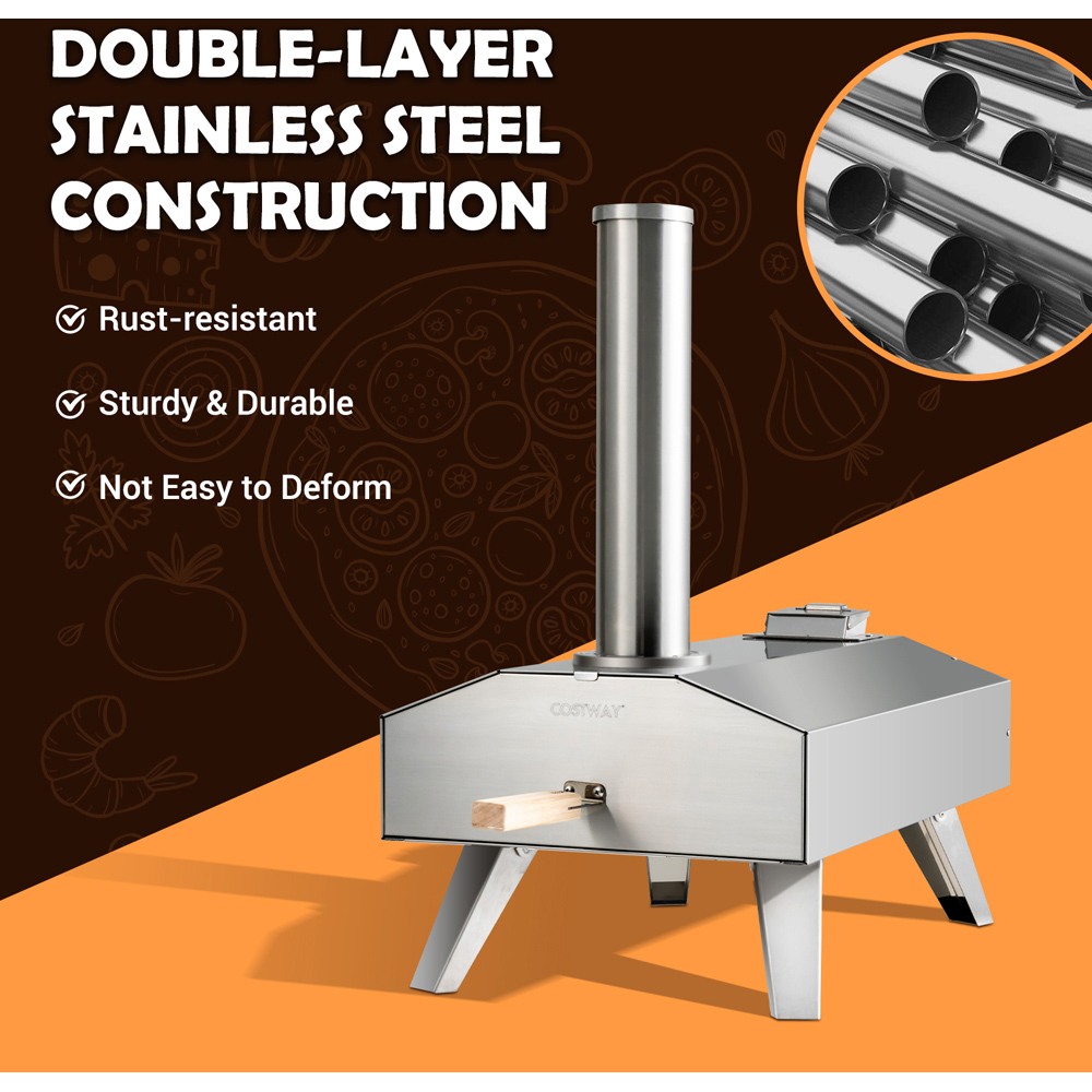 Costway Portable Outdoor Stainless Steel Pizza Oven Image 6