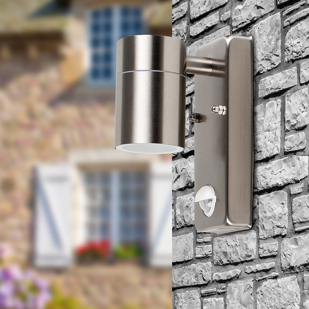 ValueLights Barrow Silver Outdoor Wall Downlight with PIR Motion Sensor Image 2