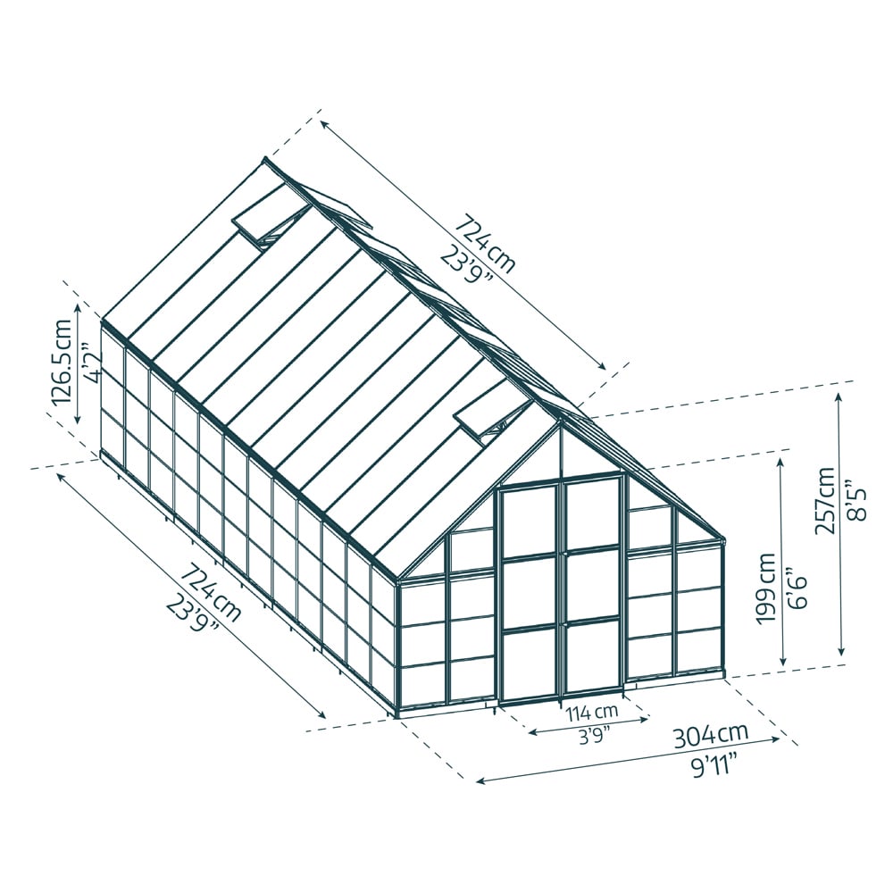 Palram Canopia Balance Silver Aluminium Polycarbonate 10 x 24ft Greenhouse Image 5