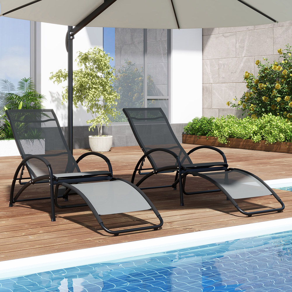 Costway Grey 2 in 1 Rocking Outdoor Lounge Chair Image 4