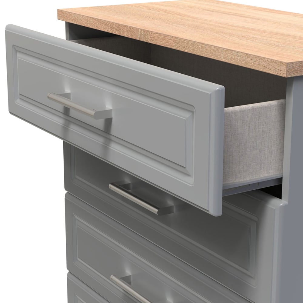 Crowndale Kent 5 Drawer Dusk Grey and Bardolino Oak Chest of Drawers Image 6