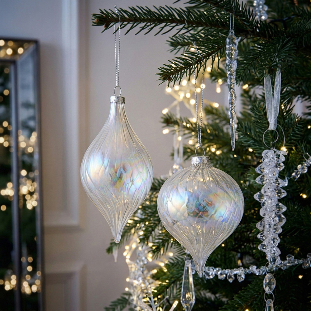 Frosted Fairytale Iridescent Lustre Swirl Bauble Image 3