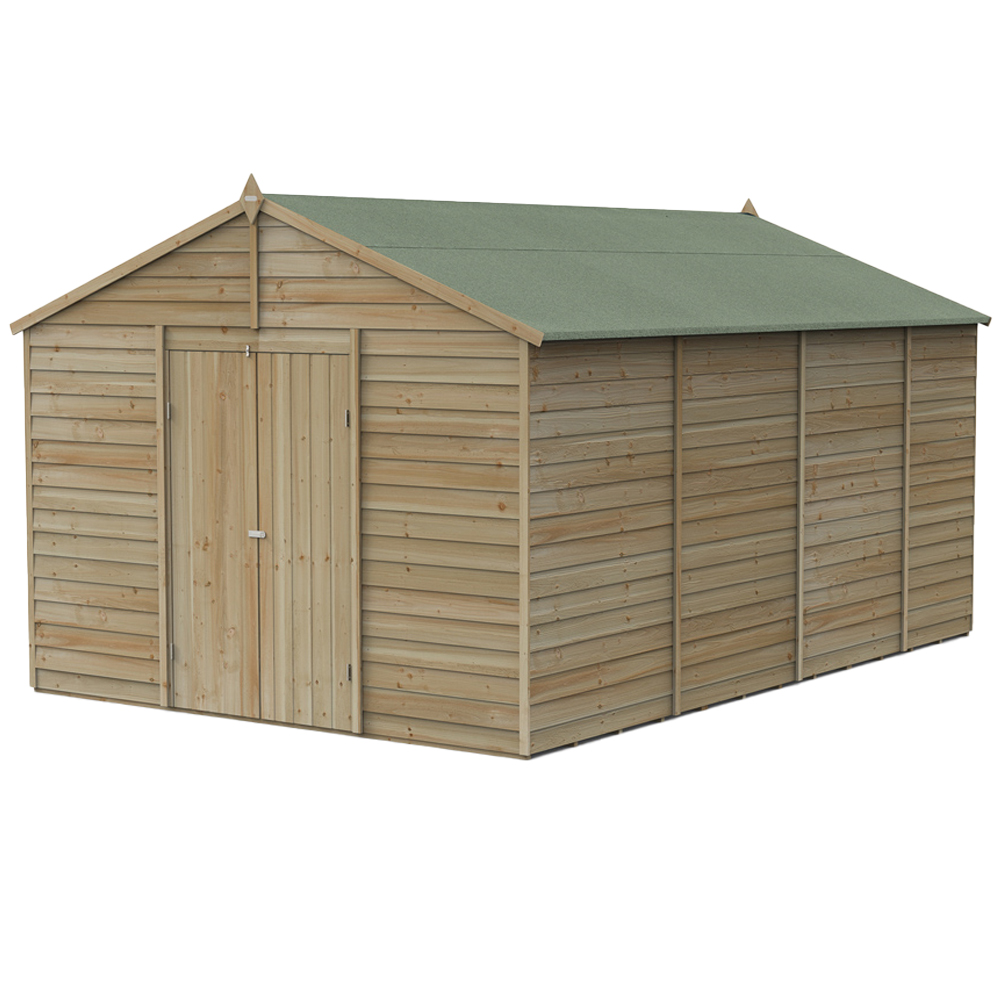 Forest Garden 4LIFE 10 x 15ft Double Door Apex Shed Image 1