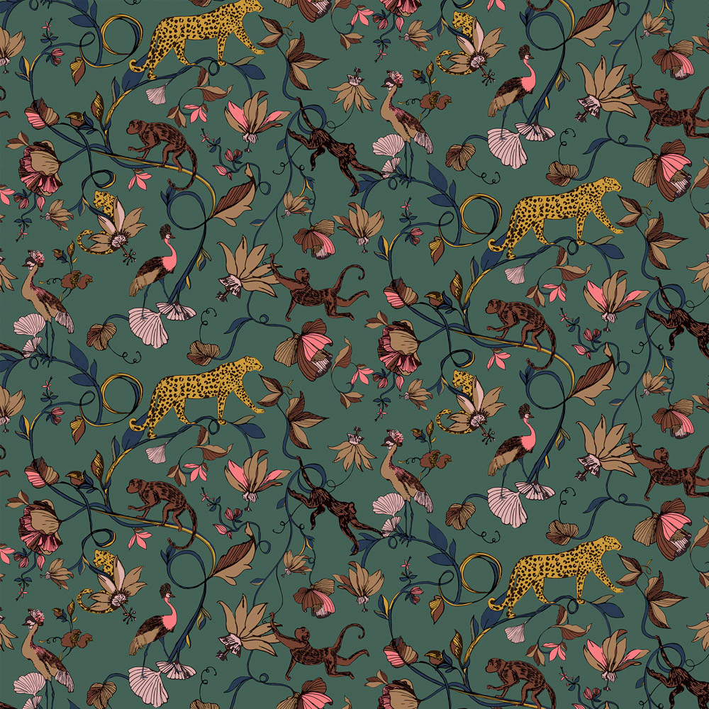 furn. Wildlings Juniper Tropical Green Matte Wallpaper Image 1