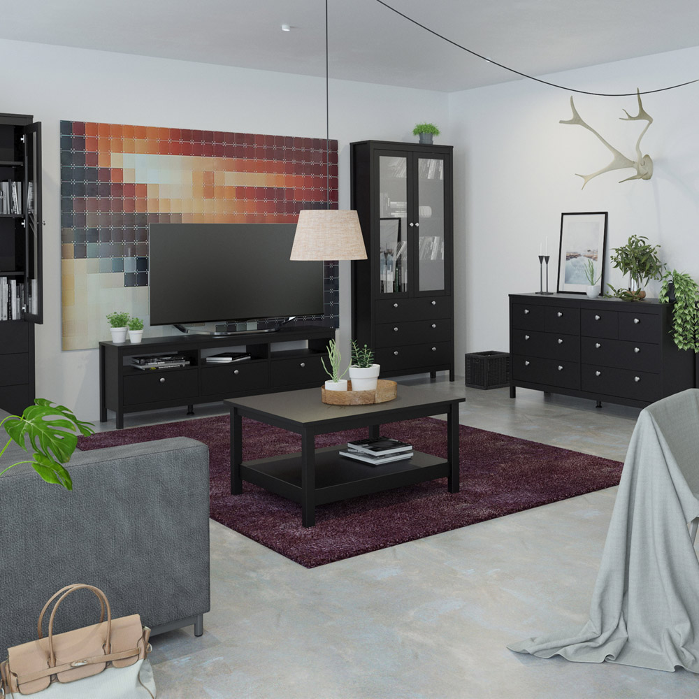 Florence Madrid 2 Door 3 Drawer Matt Black China Chest Image 6