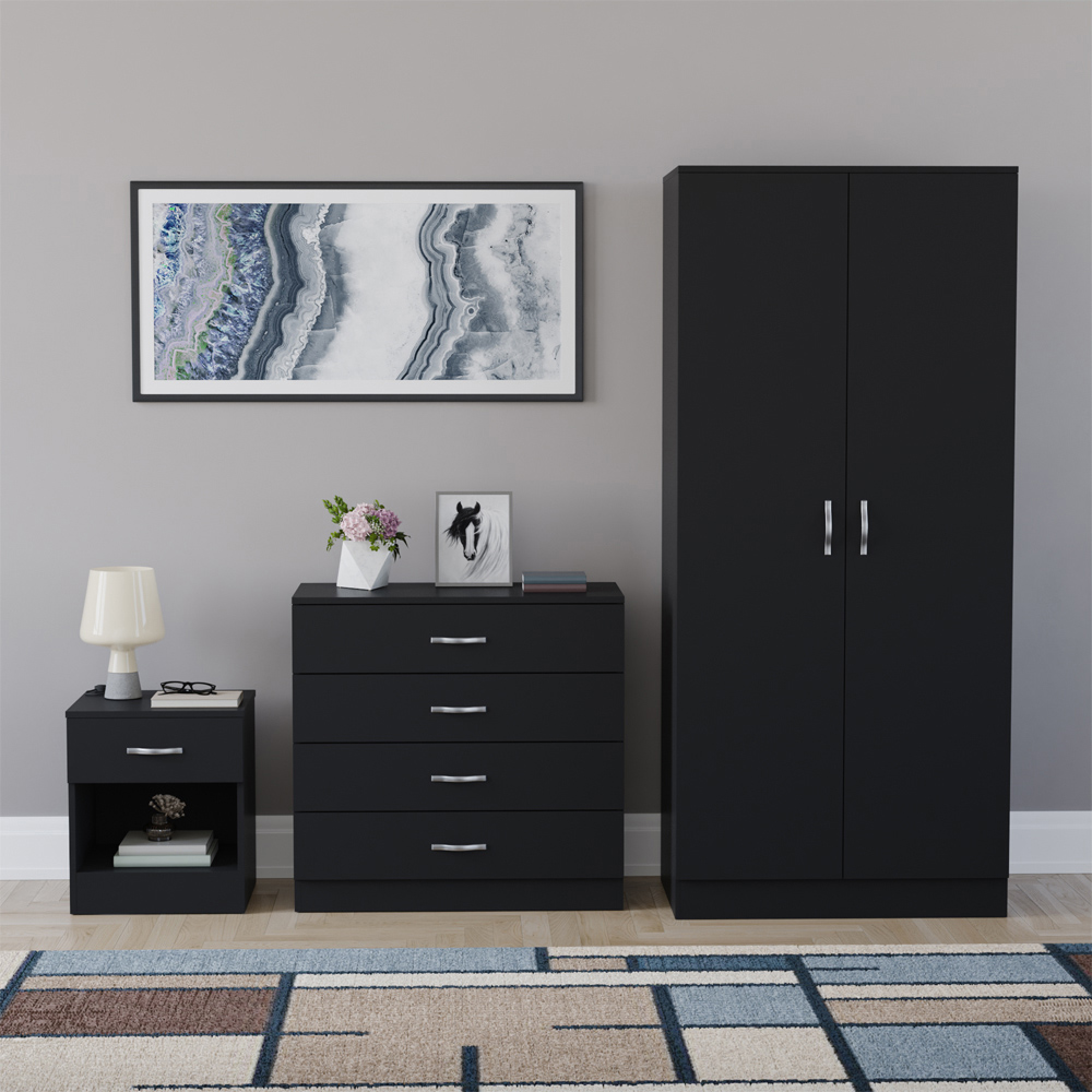 VIDA DESIGNS Riano Black 3 Piece Bedroom Furniture Set Image 2