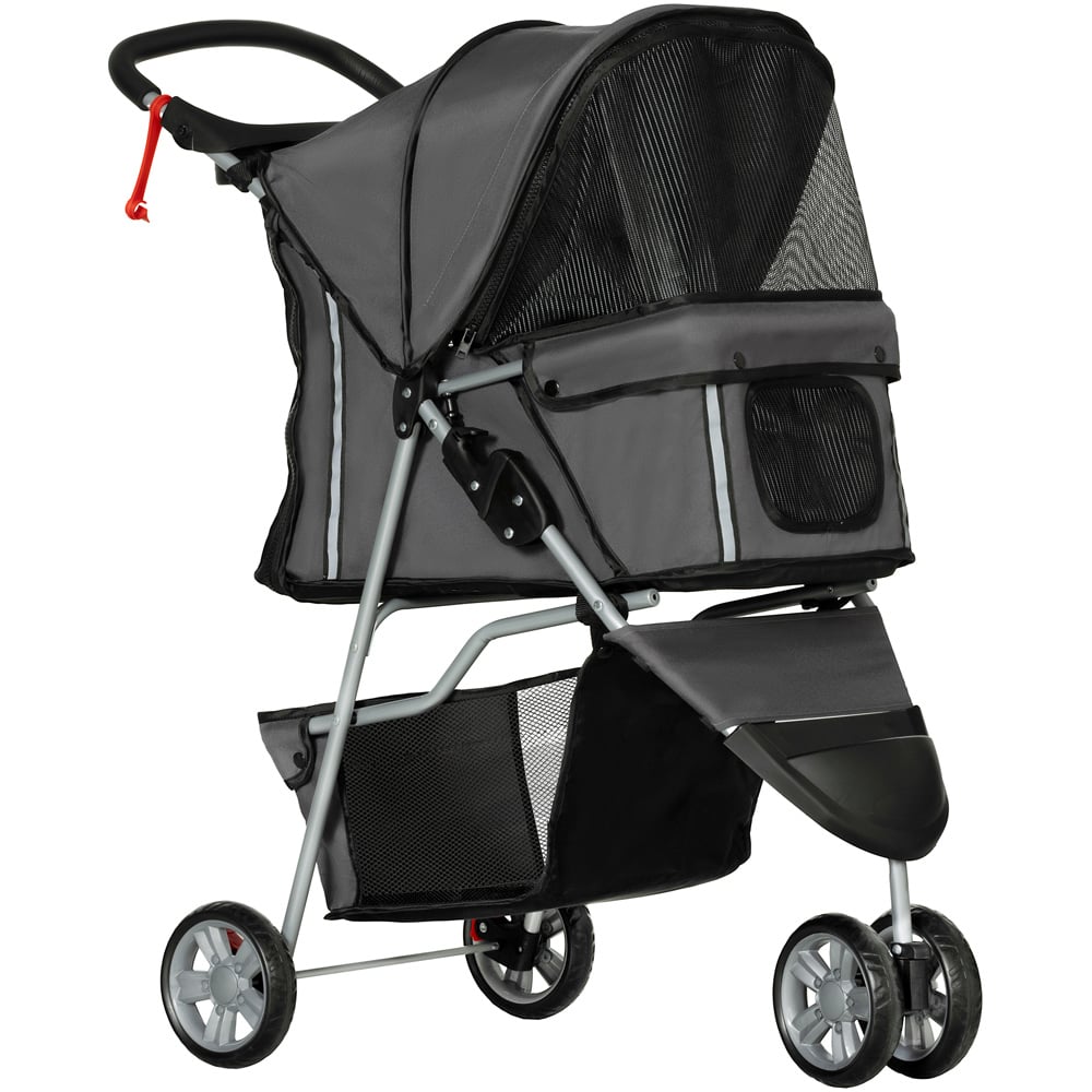 PawHut Dark Grey Pet Stroller with 3 Wheels Image 1