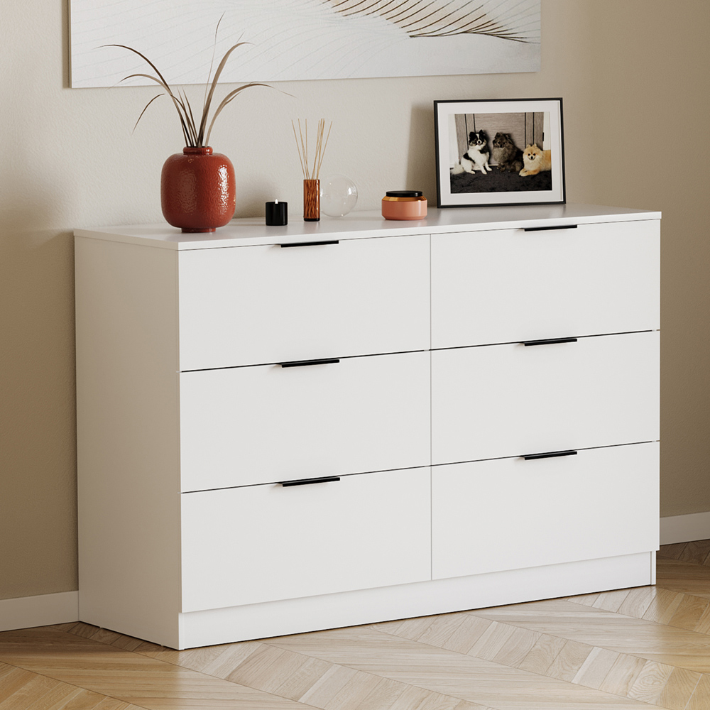 VIDA DESIGNS Trega 6 Drawer White Chest of Drawers Image 5