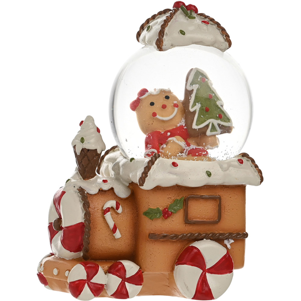 The Seasonal Gift Co. Santa and Friends Gingerbread Train with Snow Globe 12cm Image 1
