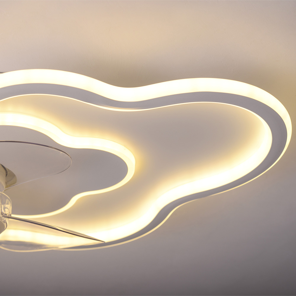 Living and Home Creative Cloud Dimmable and Colour Adjustable LED Ceiling Fan Light 15 inch Image 5