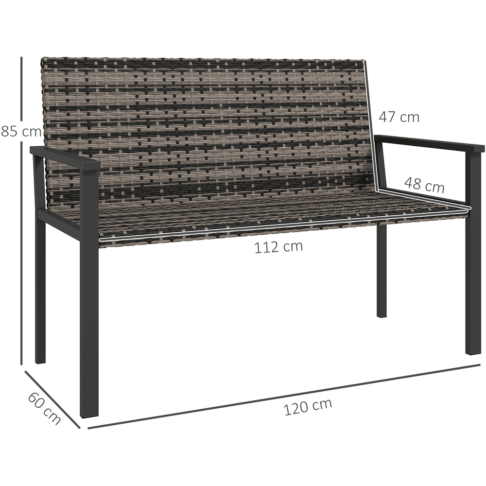 Outsunny 2 Seater Mixed Grey Rattan Garden Bench Loveseat Image 9