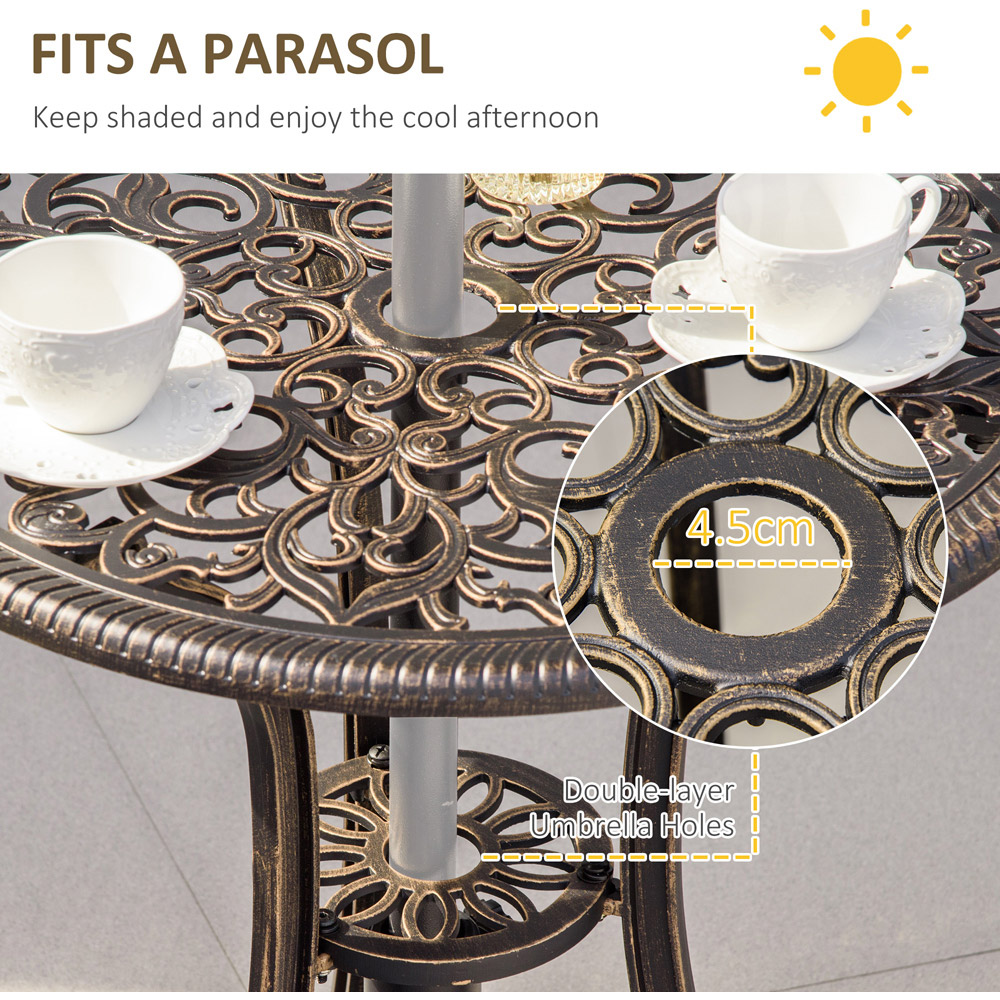 Outsunny Cast Aluminium 2 Seater Garden Bistro Set Bronze Image 5