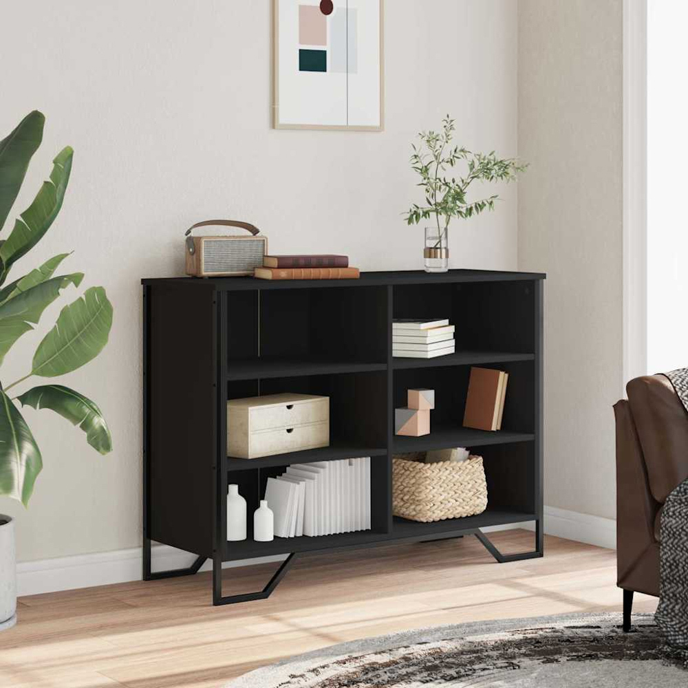 vidaXL 6 Shelf Black Wooden Sideboard Image 8