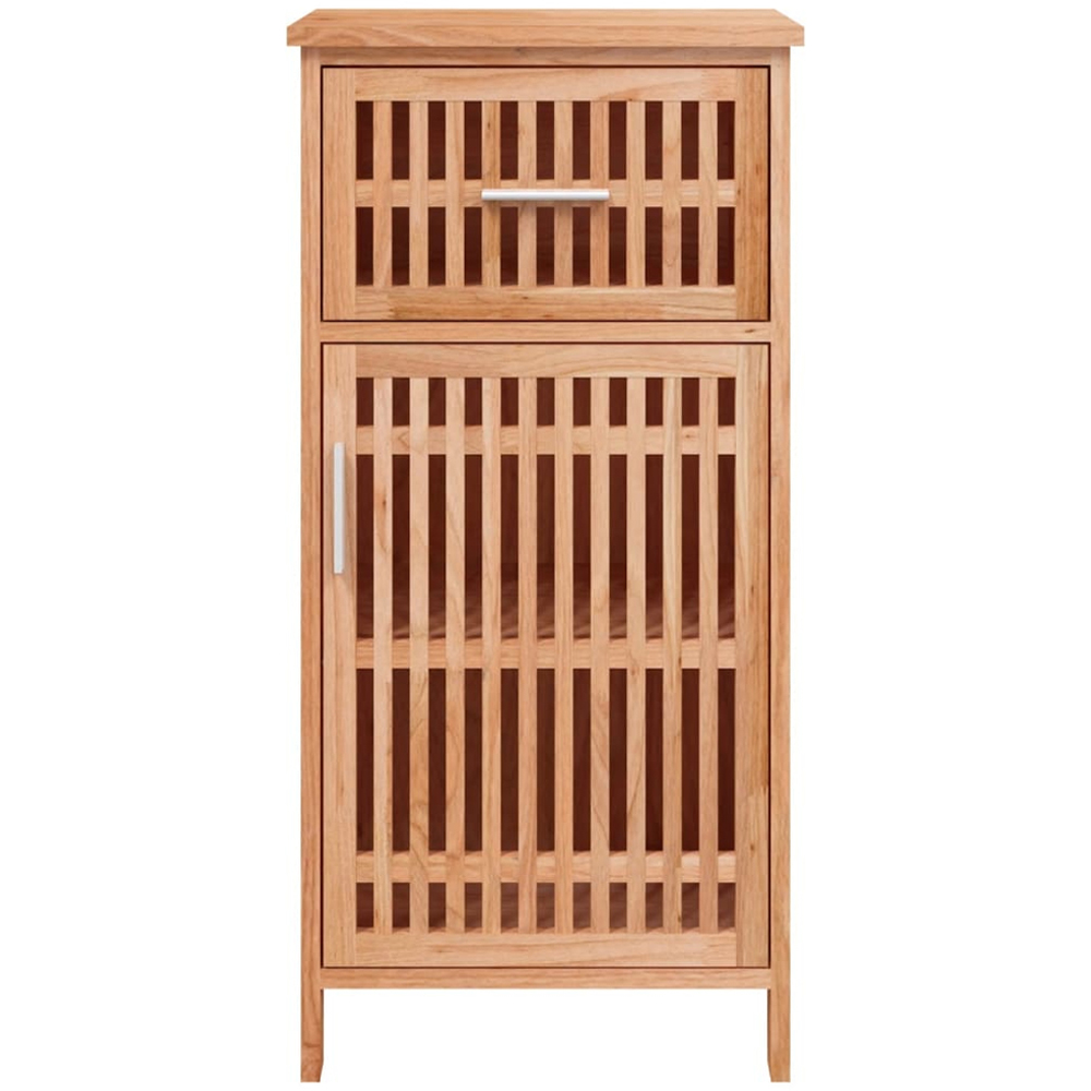vidaXL Single Door Single Drawer Solid Walnut Wood Bathroom Cabinet Image 3