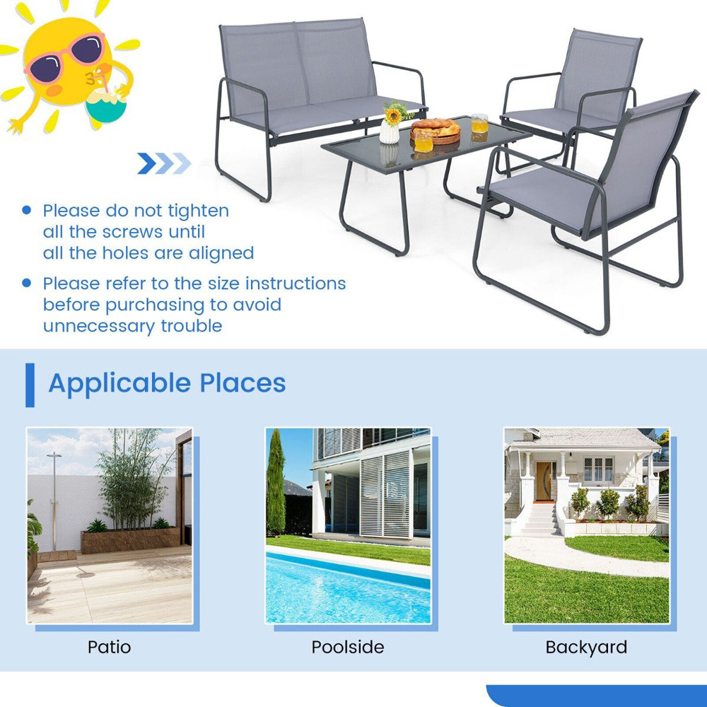 Costway 4 Seater Garden Bistro Set Image 8