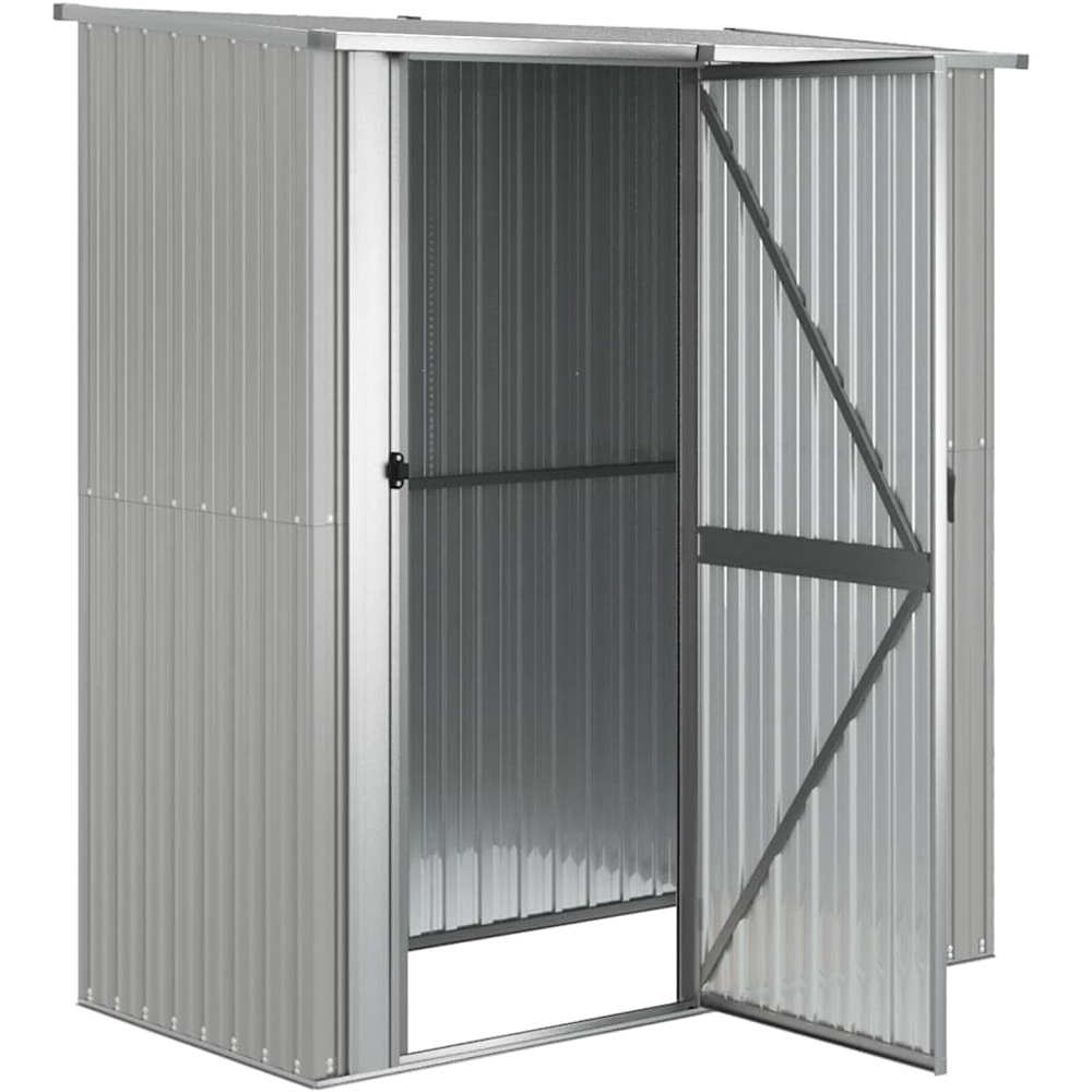 vidaXL 5.9 x 3.2ft Grey Galvanised Steel Pent Garden Shed Image 4