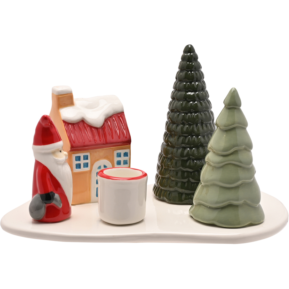 The Seasonal Gift Co. Santa and Friends Ceramic Santa Scene Candle Holder Image 2