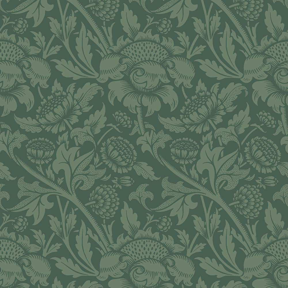 Hoopla Walls Elegance Damask Trail Forest Green Wallpaper Image 1