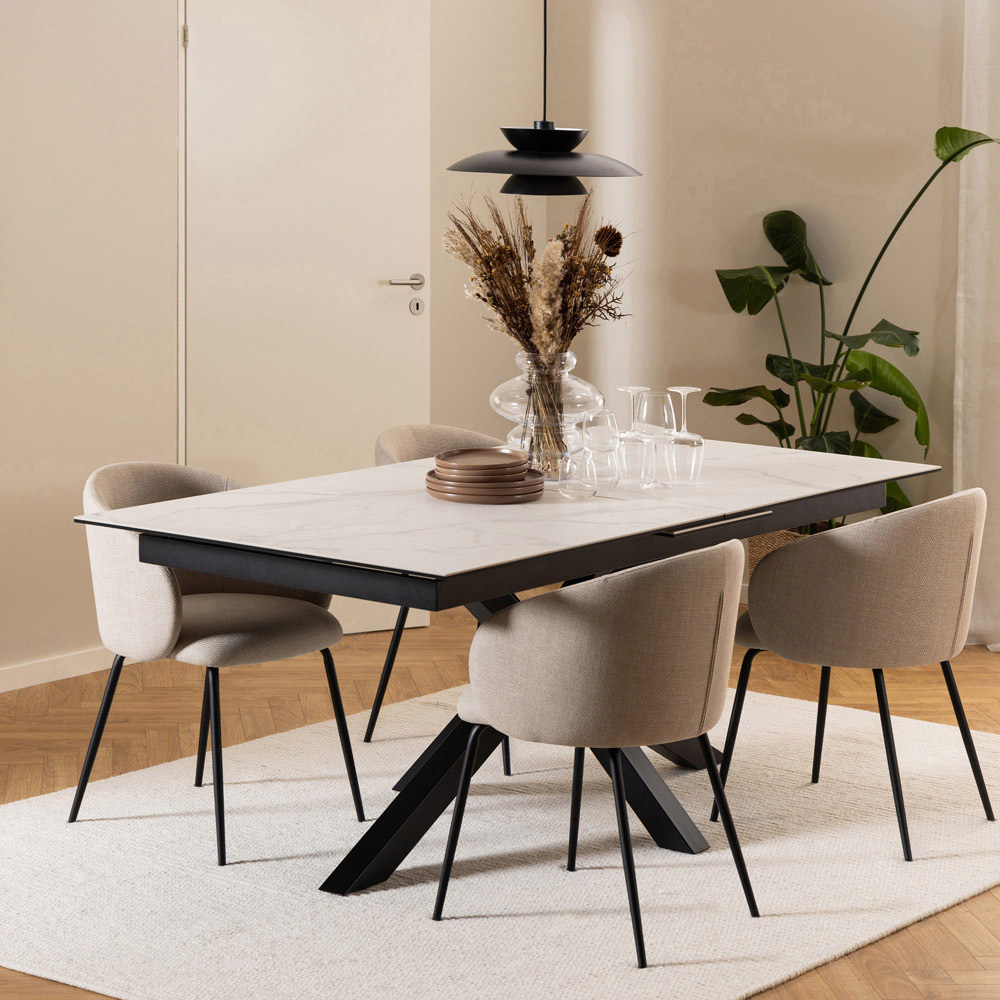 Florence Heaven Ceramic 8 Seater Extendable Dining Table White Image 8