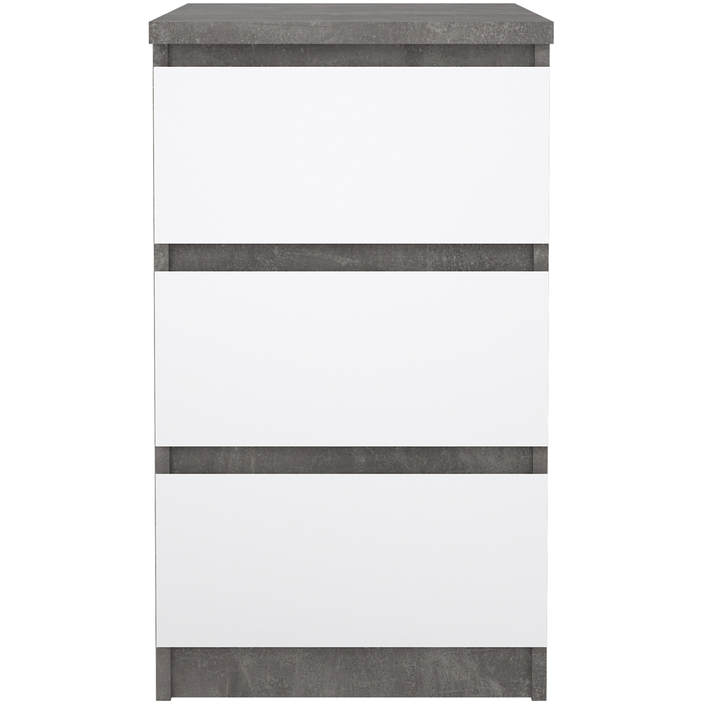Florence 3 Drawer Concrete and White High Gloss Bedside Table Image 3