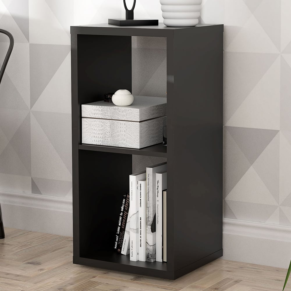 Florence Mauro 2 Shelf Matt Black Bookshelf Image 1
