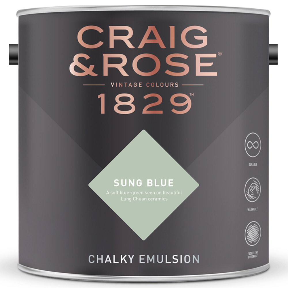 Craig & Rose Walls and Ceilings Sung Blue Chalky Emulsion Paint 5L Image 2