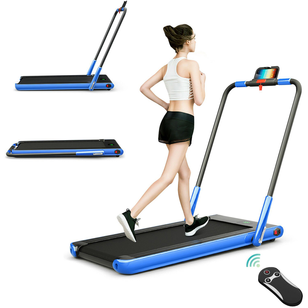 Costway 2 in 1 Blue Foldable Treadmill with Bluetooth Speaker Image 5