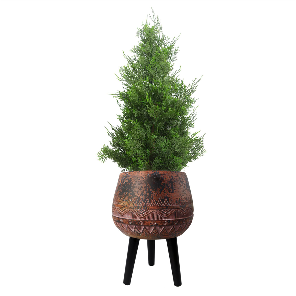 Leaf Zaturn Brown and Black Fibreglass Composite Indoor Planter with Legs 44 x 30cm Image 4