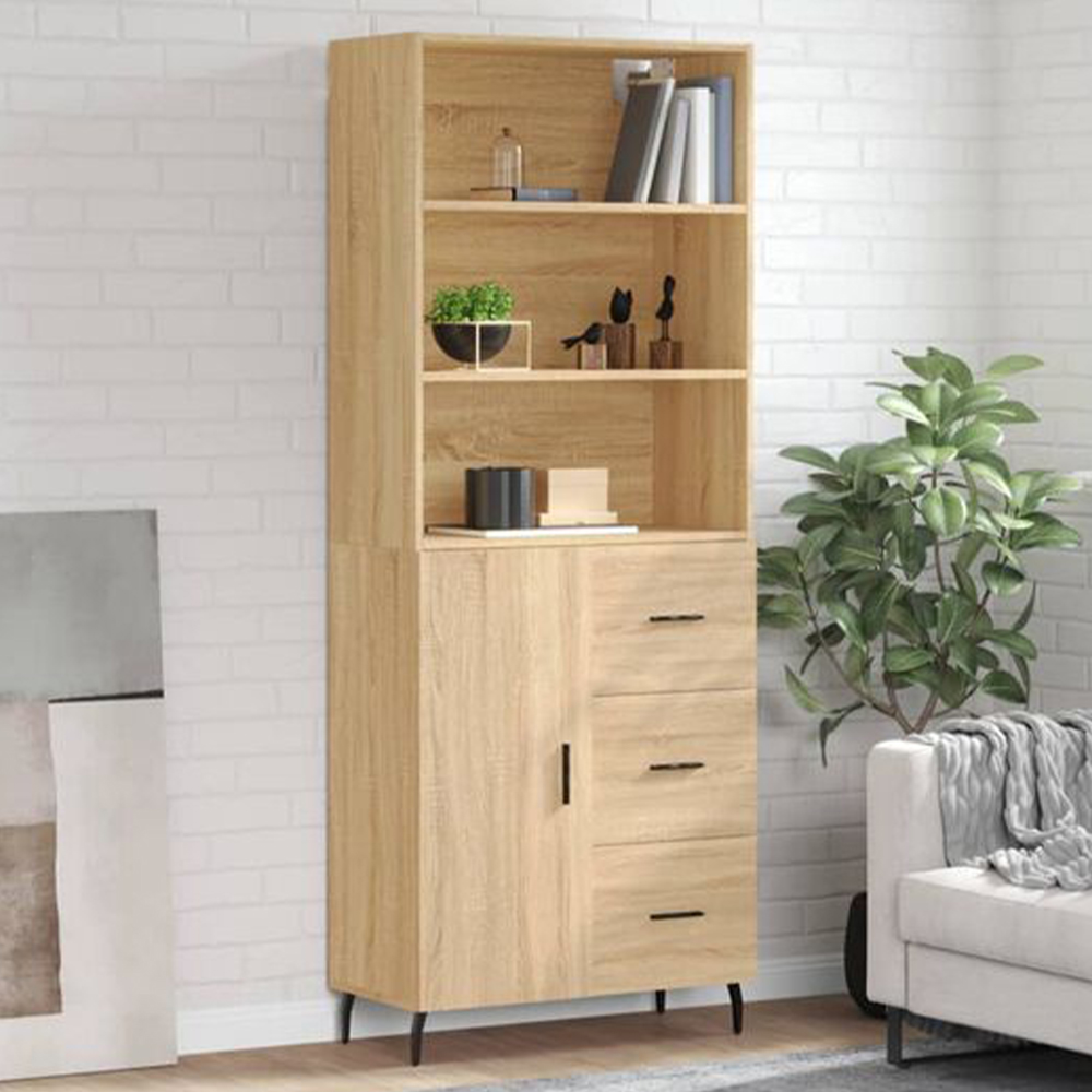 vidaXL Single Door 3 Drawer 3 Shelf Sonoma Oak Highboard Image 1