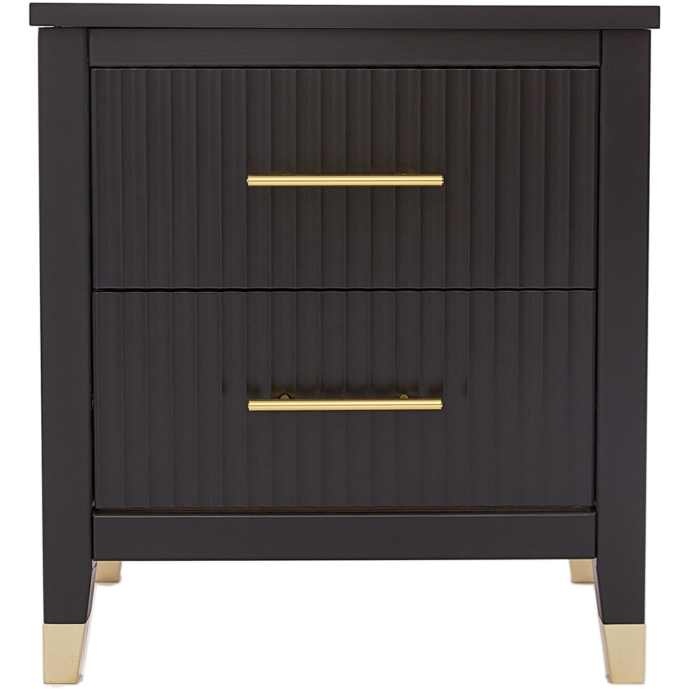 Biasi 2 Drawers Black Bedside Table Image 3